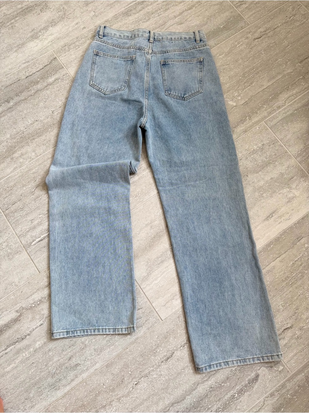 Cider Patchwork Distressed Straight Leg Jeans Light Wash High Rise Size M - Picture 3 of 12